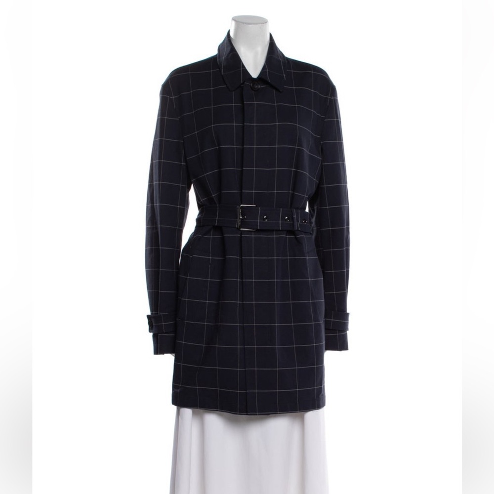 Navy Checkered Coat with Belt by Michael Kors,
Length: 36.75" - Picture 2 of 4